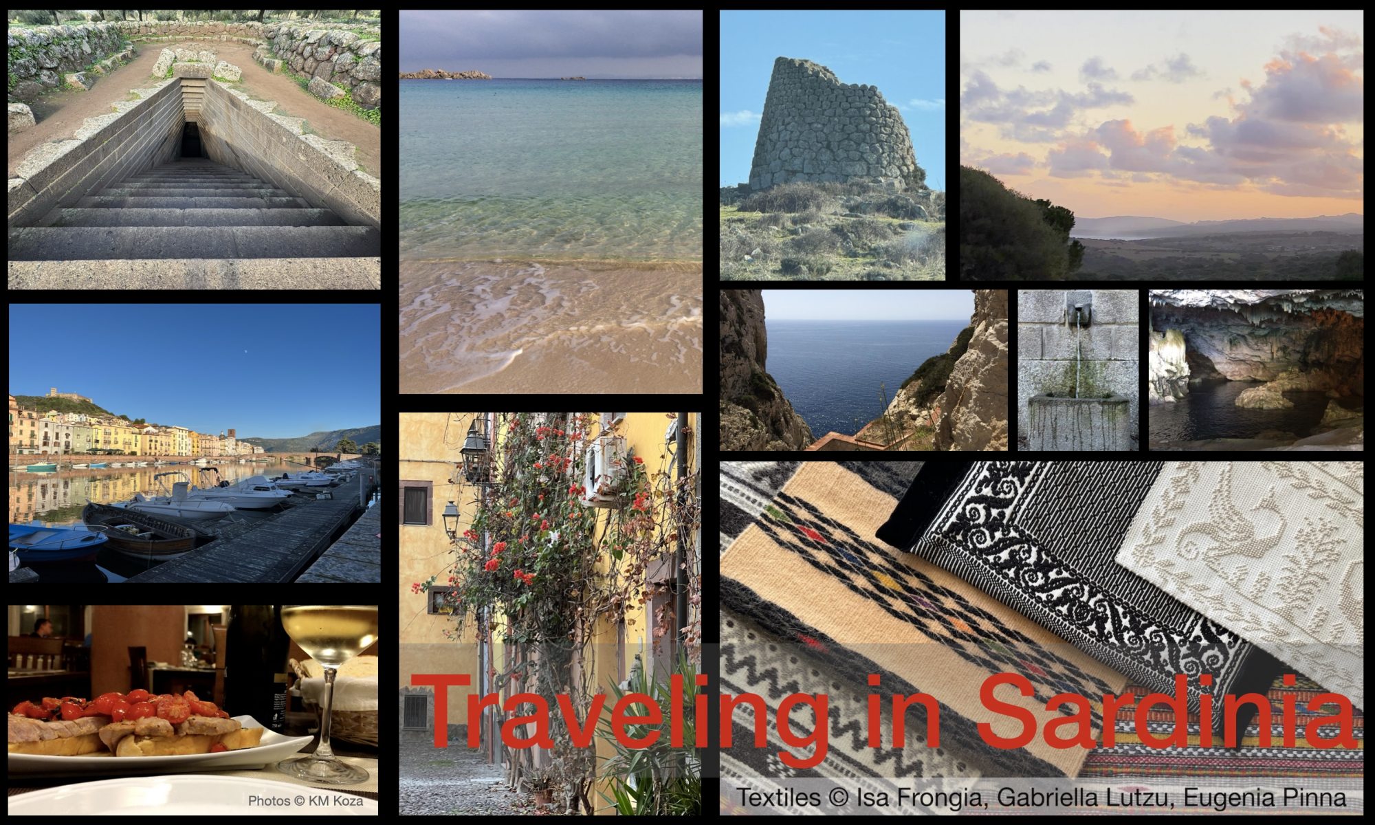Photo collage of various locations in Sardinia.