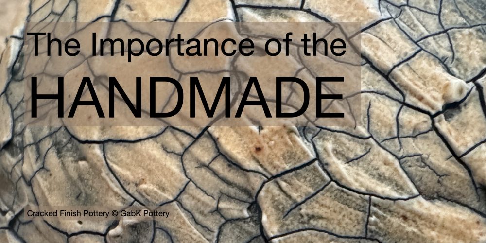Closeup photo of texture on pottery with special cracked glaze.