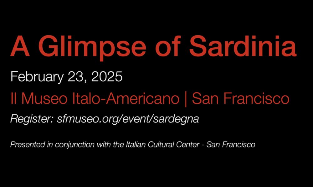 Text with dates and location of the event, A Glimpse of Sardinia